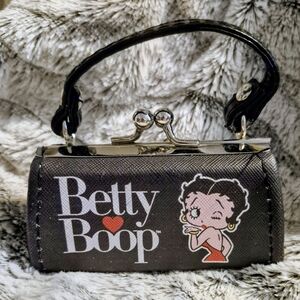 Betty Boop Black Mini Top-Handle Bag with Kiss Heart